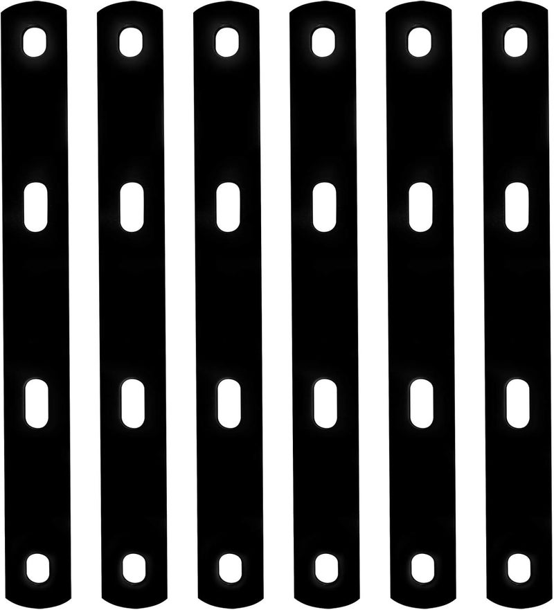 eoere 6 PCS Black 12" Mending Plate, Steel Straps Straight Repair Flat Plate, Heavy Duty Farmhouse Woodworking Metal Brace, 8 Gauge Thick, Max. Load 110 lb - Image 3